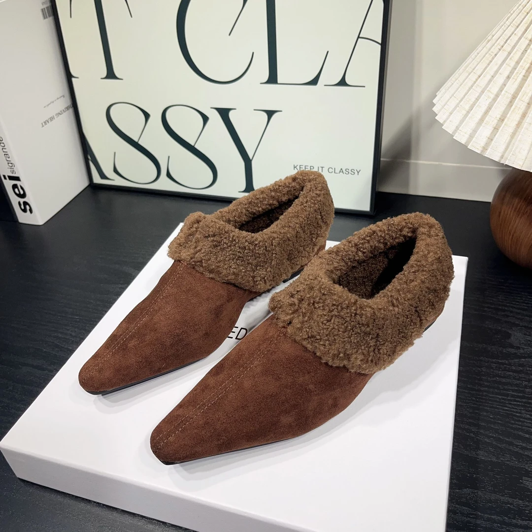 【小咪】复古加绒保暖棉鞋软底舒适毛毛鞋2025冬季新款百搭平底单鞋