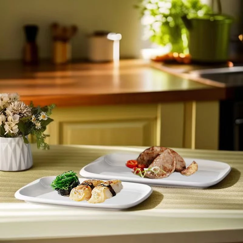 中式轻奢陶瓷肠粉火锅烧烤小吃盘商用长方形盘寿司盘清蒸鱼盘餐具