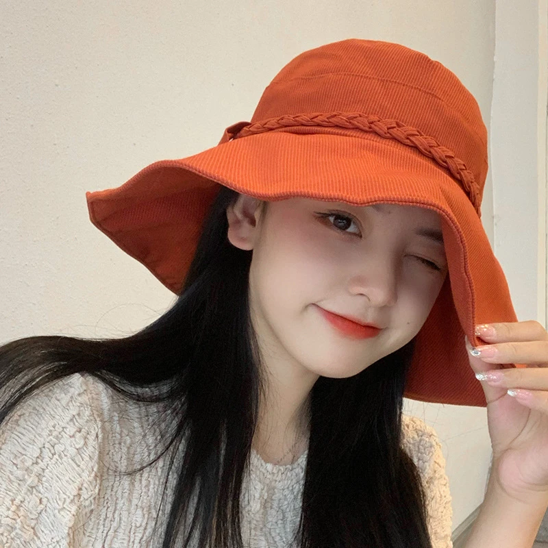大檐蝴蝶结渔夫帽子女夏季防晒遮阳条纹太阳帽韩版百搭学生日系风