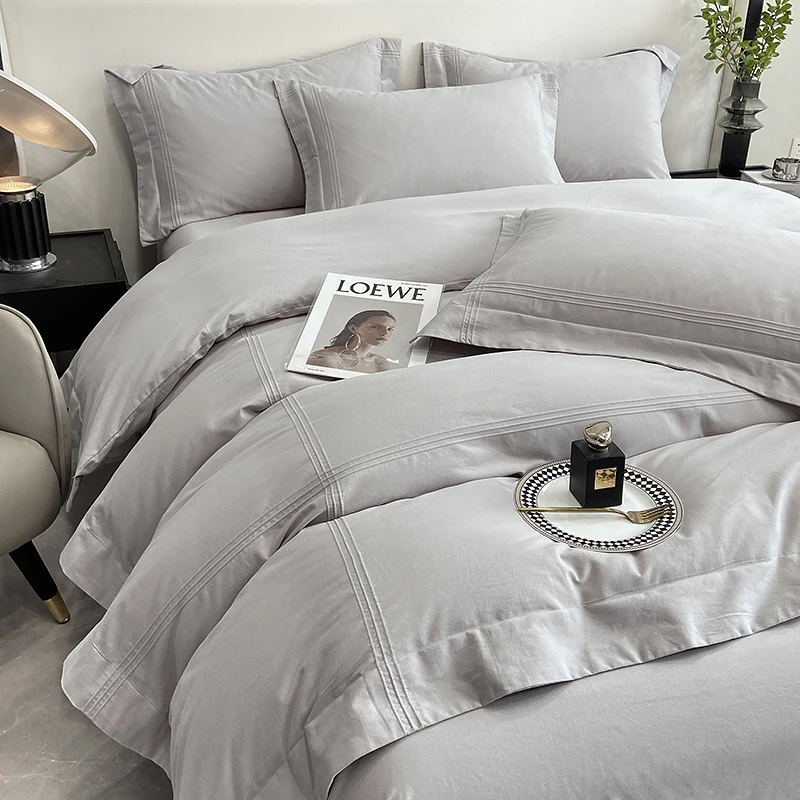 160支加厚纯棉四件套全棉床单被套简约主卧轻奢高端冬季床上用品