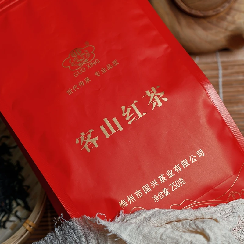 GUOXING/国兴客家特产工夫花果香蜜甜香客山红茶送礼250g包装袋