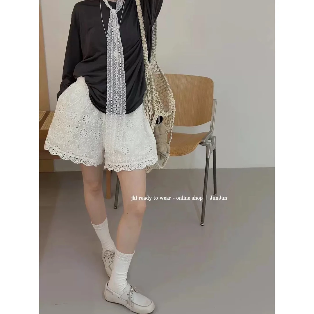 2024夏季韩系超好看花边蕾丝短裤
