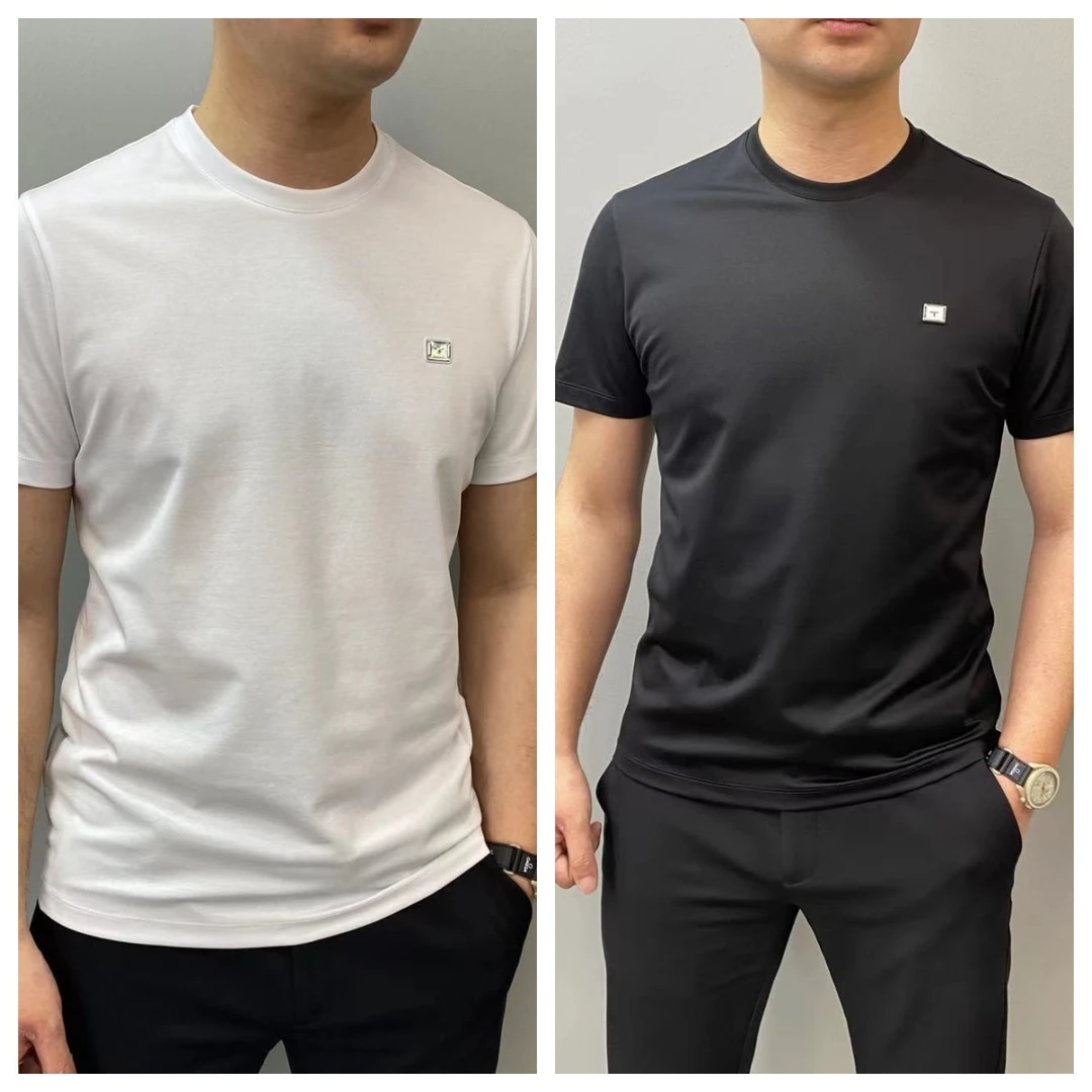 杰克朗博2023春夏新款休闲T恤777616短袖圆领简约百搭白色薄款