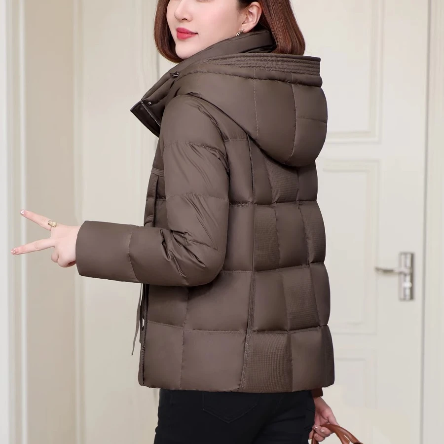 羽绒服女短款2024年新款冬季中年妈妈高级感秋冬白鸭绒小个子外套
