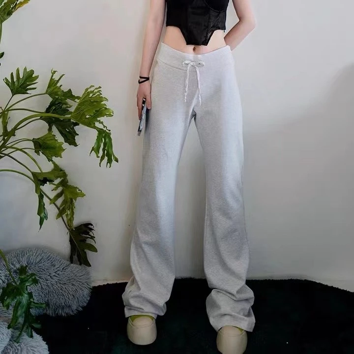 高个子175加长版微喇叭弹力修身显瘦拖地女裤灰色百搭高腰2023款