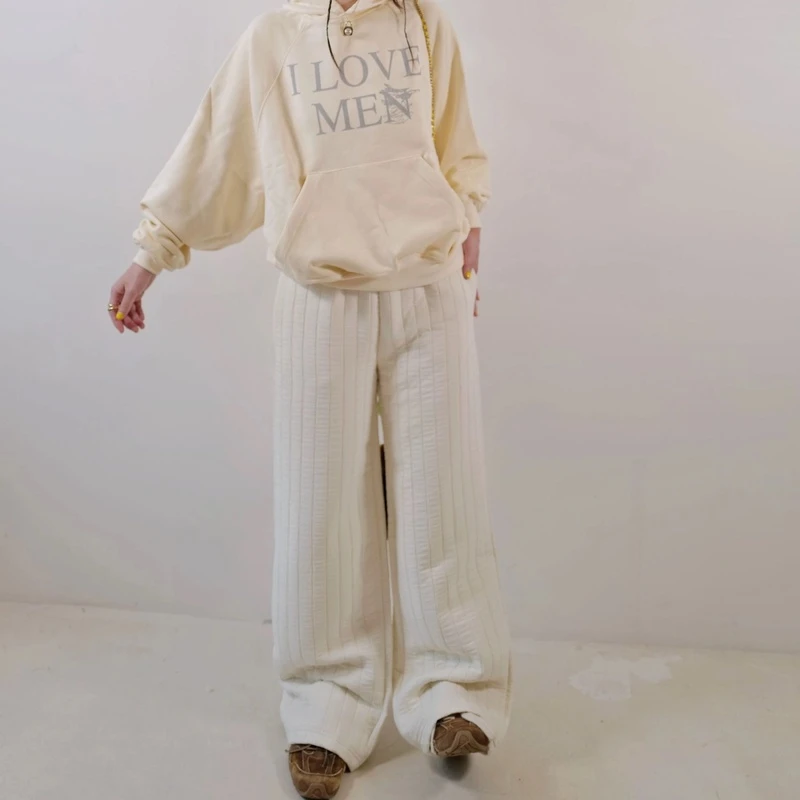 高个子175加长2024秋冬加厚竖条纹高腰慵懒直筒阔腿休闲宽松女裤