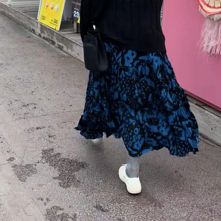SISTERS【秋日百搭】蓝城旧事黑底半身裙【裙长CM】