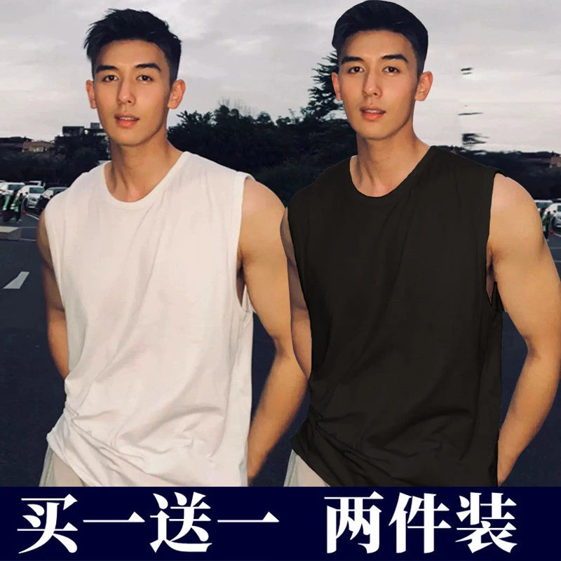一件代发男士坎肩无袖背心运动健身汗衫t恤男装上衣ins潮男生圆领