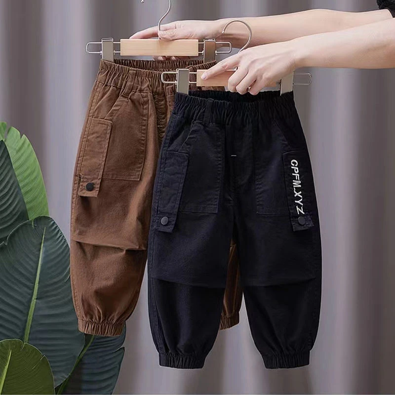 儿童裤子春秋新款男童纯棉休闲裤中小童时髦男孩韩版洋气长裤潮