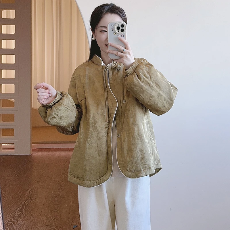 【寒露】秋冬国风大气设计款提花立领显瘦休闲棉衣棉服外套 51859