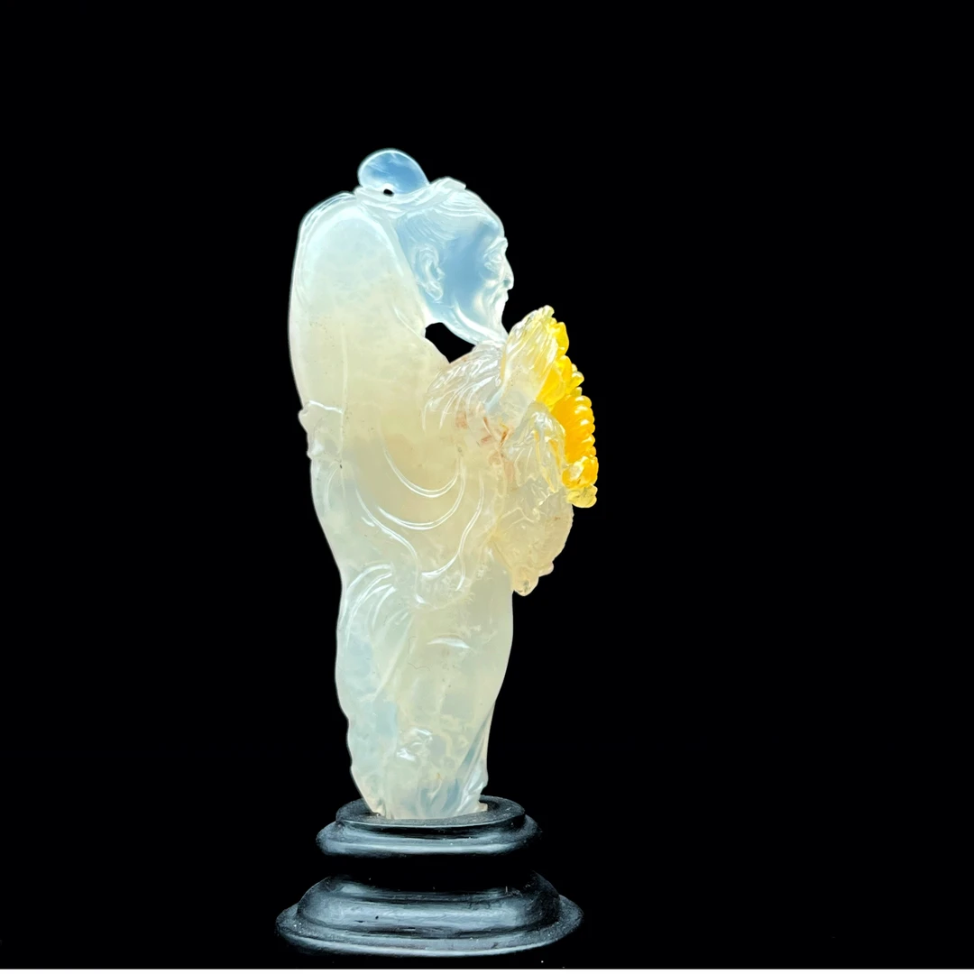 寿山荔枝冻石《采菊东篱下》摆件福建省工艺美术大师王作琛作品