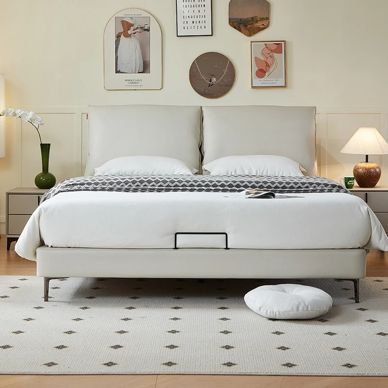 A HOME/A家家居轻奢奶油风大象耳朵真皮床主卧室双人大床创意床01