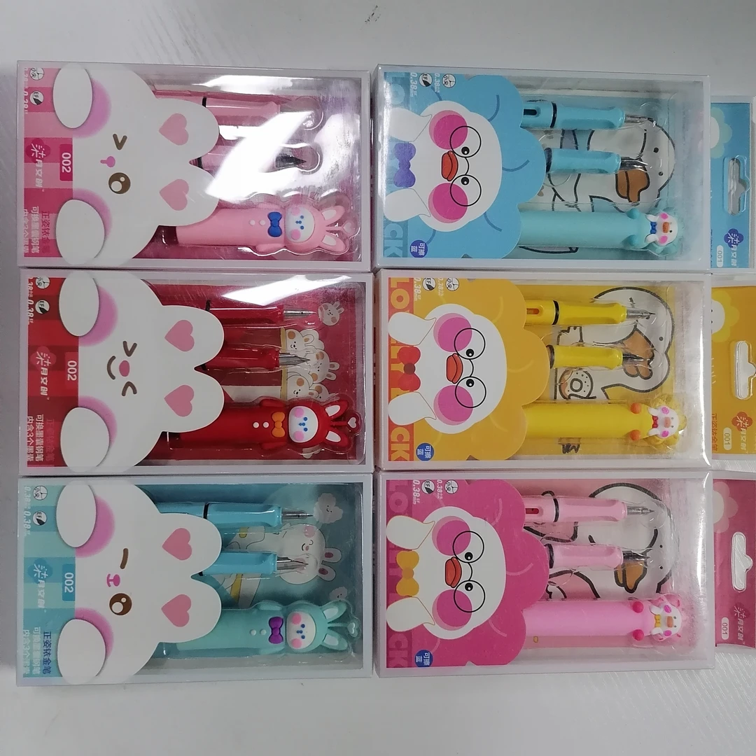 HY  柒月钢笔EF明尖可爱公仔钢笔 小尖头钢笔+3支蓝色墨囊00113