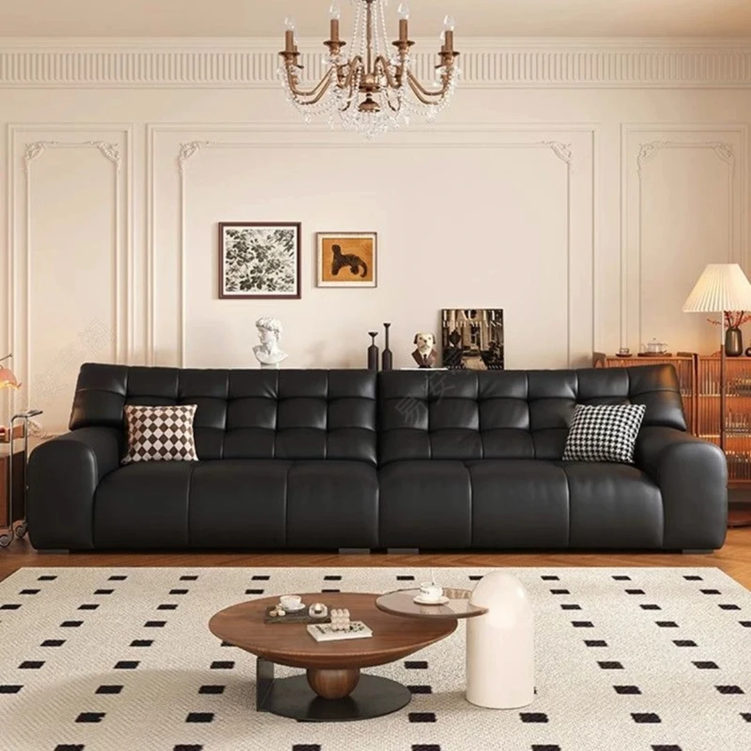 意式极简大黑熊沙发客厅头层牛皮现代简约皮质沙发沙发客厅家用