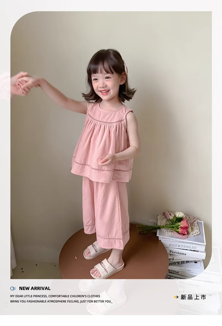 女童夏季背心套装2025新款女孩夏天短袖洋气夏装女童外套男童外套