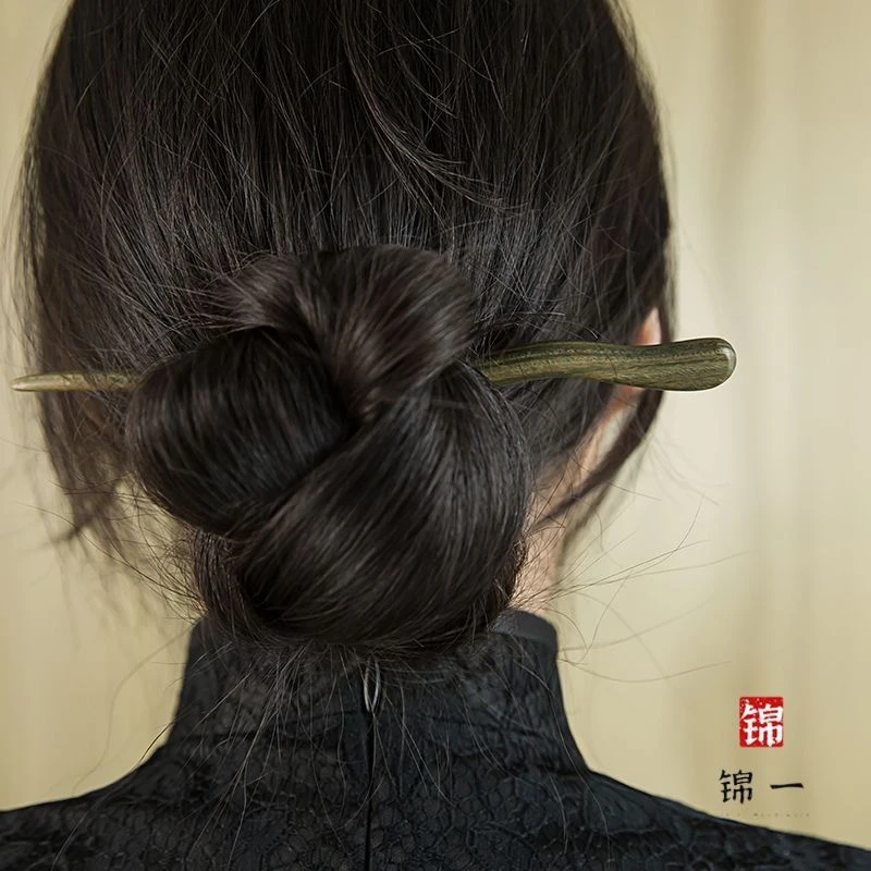 弥贤新款2023手工木发簪女日常盘发木质簪子古风简约现代汉服