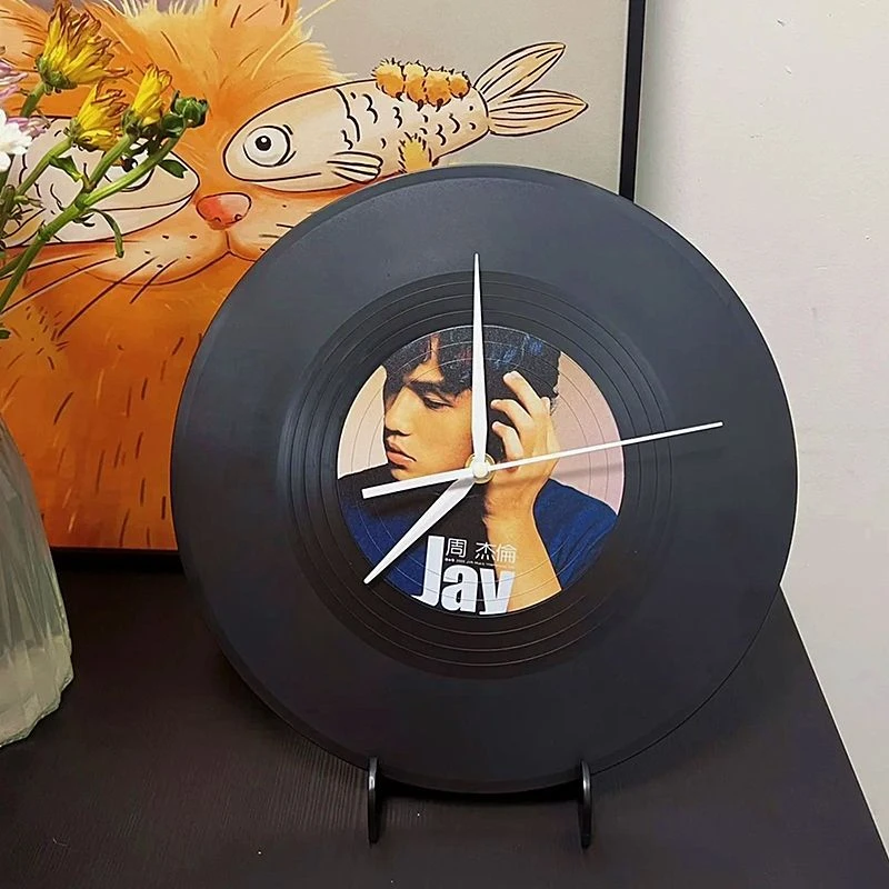 网易云钟表黑胶唱片DIY摆件展示架周杰伦装饰男朋友礼盒生日快乐