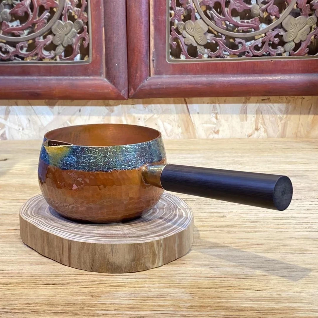 侧把炫彩罐紫铜加厚公道敞口罐罐茶炉茶具煮茶器分茶器烤茶600cc