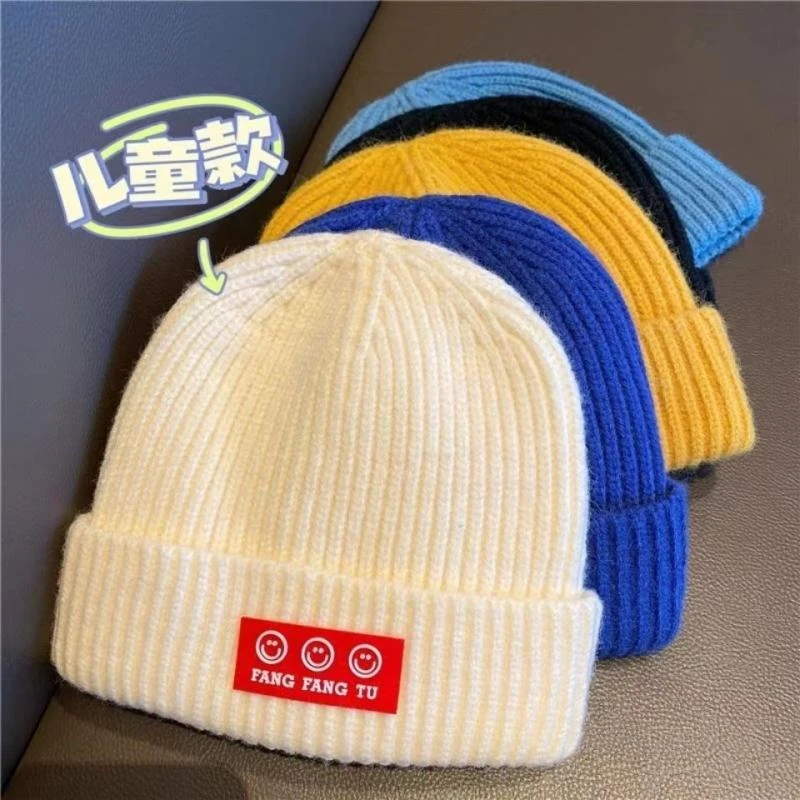 2024秋冬新款针织帽百搭男女童保暖毛线帽子瓜皮帽厂家自产自销