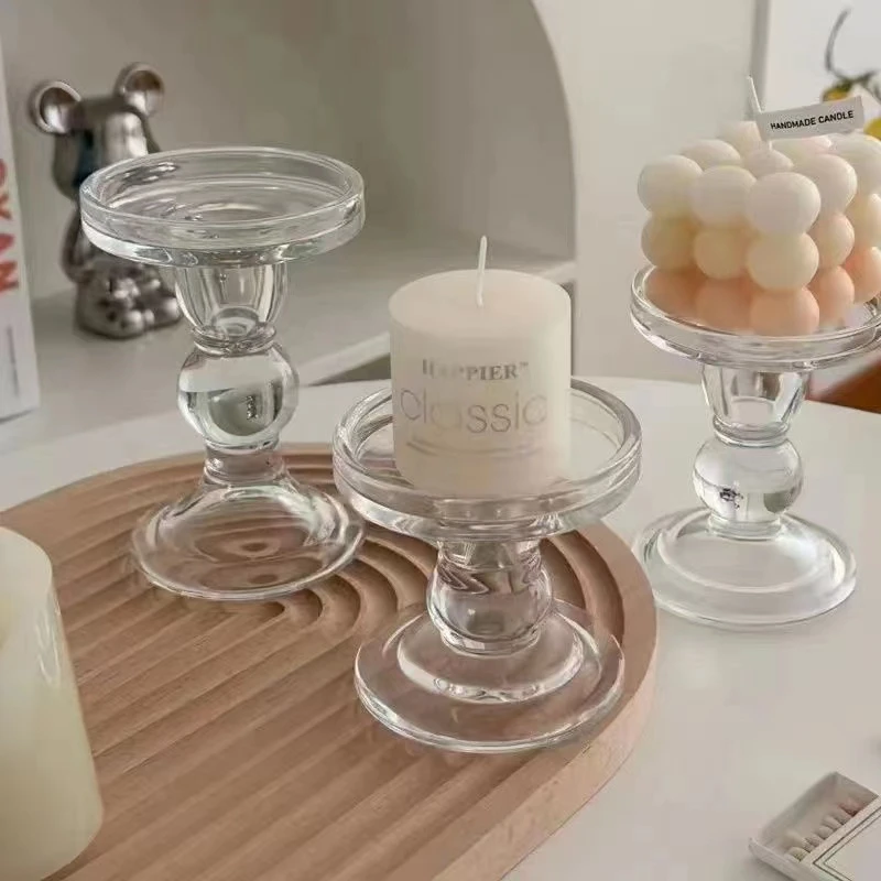 玻璃高颜值烛台法式复古摆件装饰品浪漫烛光晚餐烛台软装拍照道具
