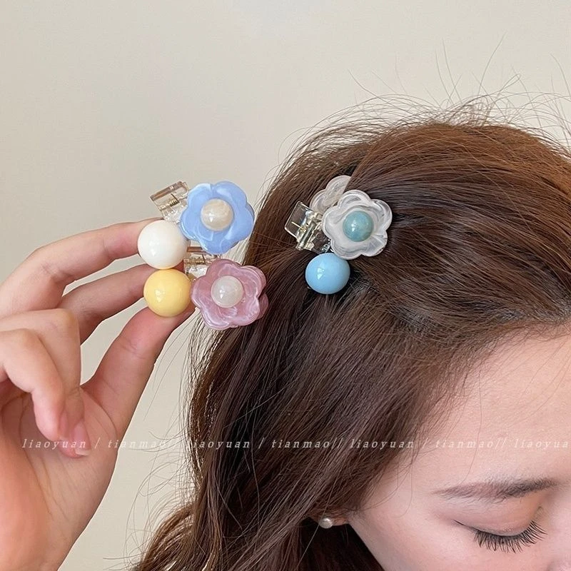 清透少女~2个可爱花朵发夹头饰刘海夹子碎发抓夹小号气质侧边发卡