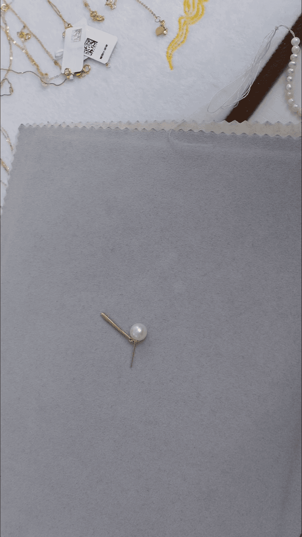 【闪购商品】淡水珍珠耳饰银S925镶嵌淡水珍珠/棒棒耳钉/7-8mm