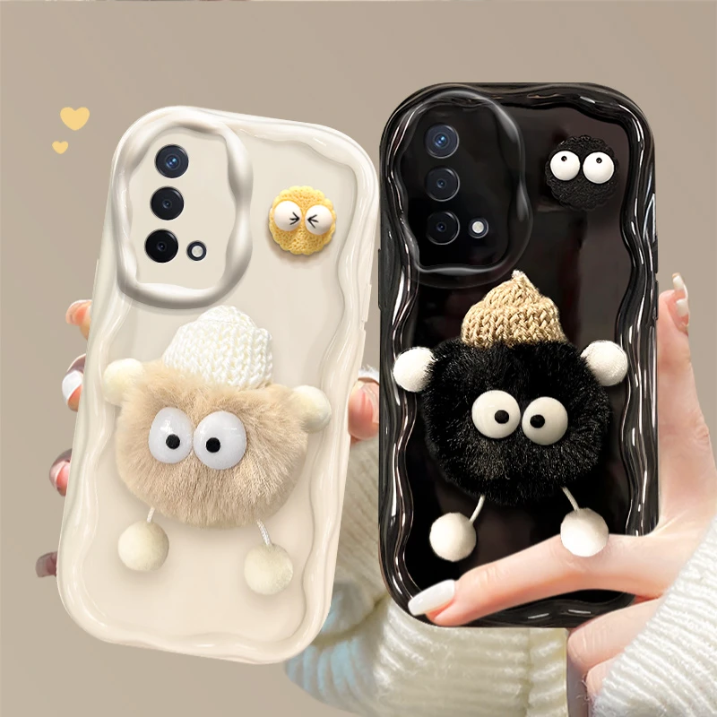 毛绒煤球OPPOA93手机壳PEHM00立体公仔软壳ins风潮牌硅胶创意个性