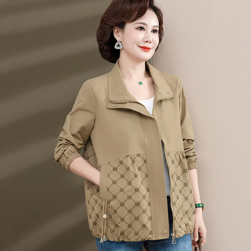妈妈秋装外套2024新款秋季洋气上衣初秋中老年夹克50岁60中年春秋