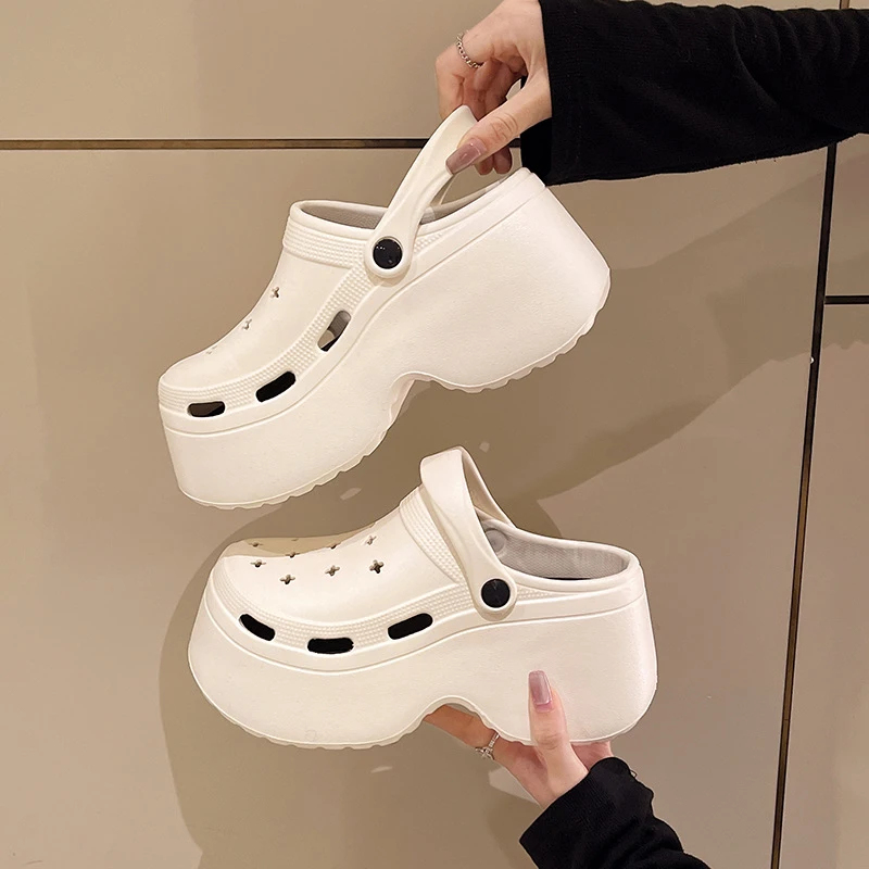 8CM厚底洞洞鞋夏季外穿仙女增高防水台韩版网红跨境沙滩EVA花园鞋