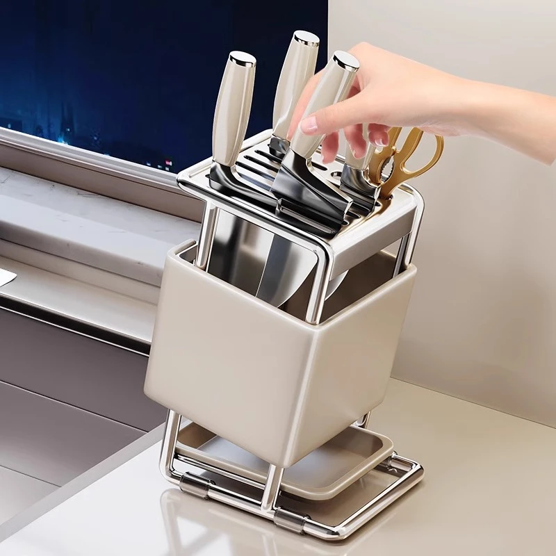 帅仕2024新款刀架置物架厨房台面刀座放菜刀架子多功能刀具收纳架