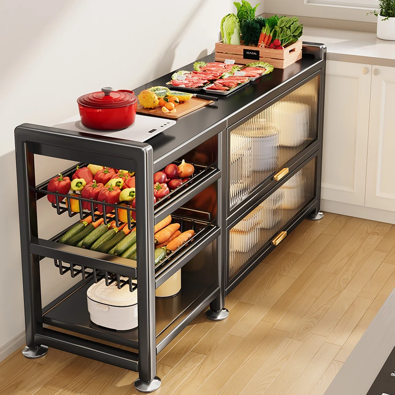 帅仕厨房置物架落地多功能切菜桌工作台餐边多层收纳储物柜碗橱柜