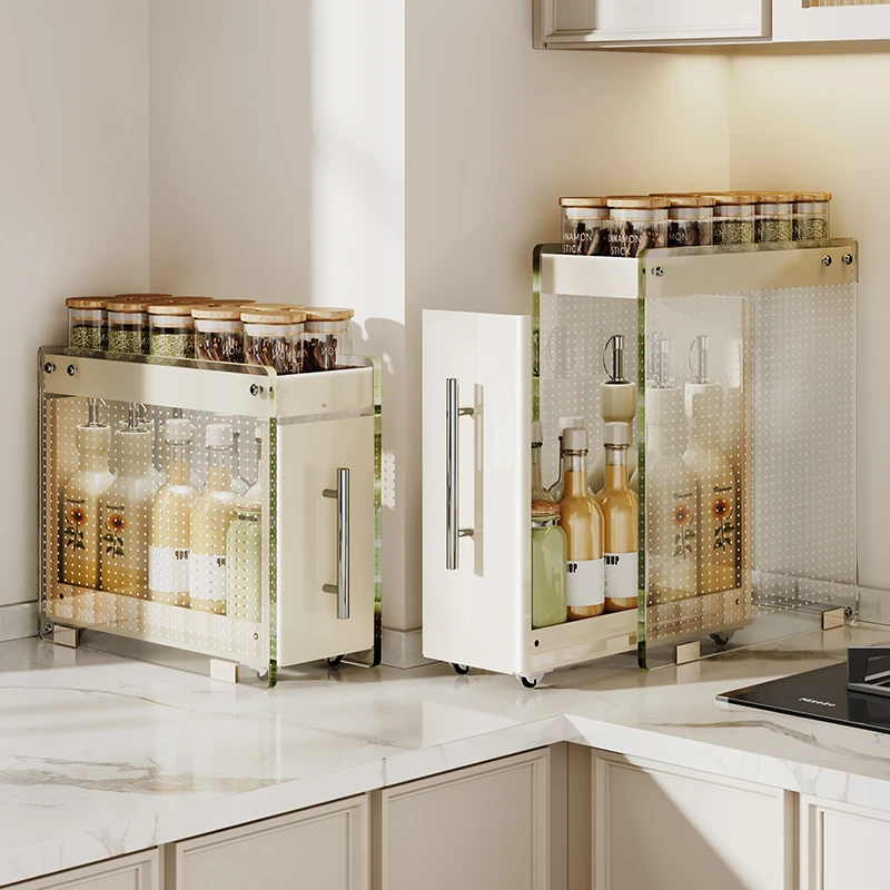 帅仕厨房调料置物架抽拉式调料品调味料收纳盒油盐酱醋台面收纳架