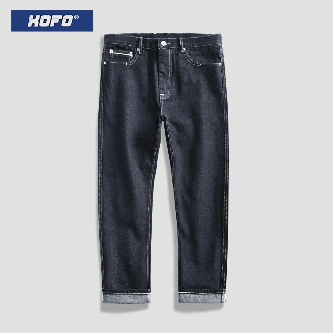 牛仔裤男季深蓝色港风简约水洗直筒宽松休闲丹宁秋款长裤子潮