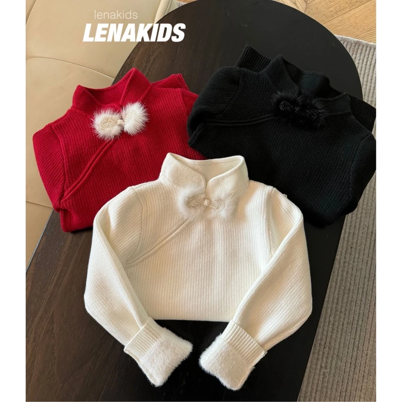 Lenakids【年中狂欢】【国风毛衣·水貂毛盘扣】汉服针织衫23111705