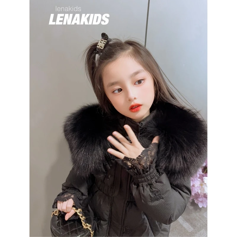 Lenakids【年中狂欢】大长款90白鸭绒大狐狸毛领女宝羽绒服23120302