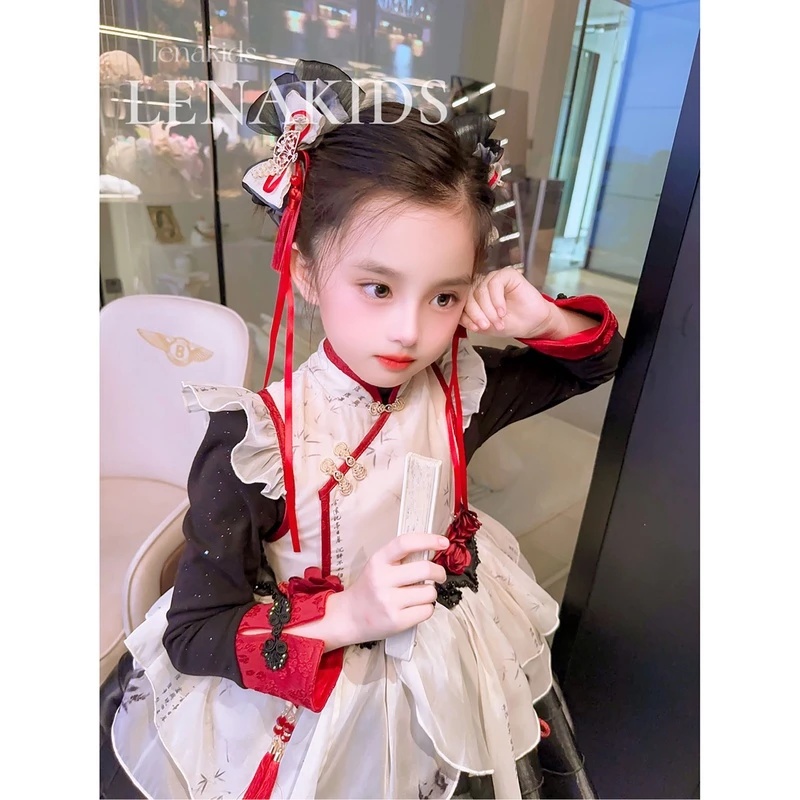 Lenakids【年中狂欢】【新国风】重工洋气时髦汉服气质连衣裙23102601