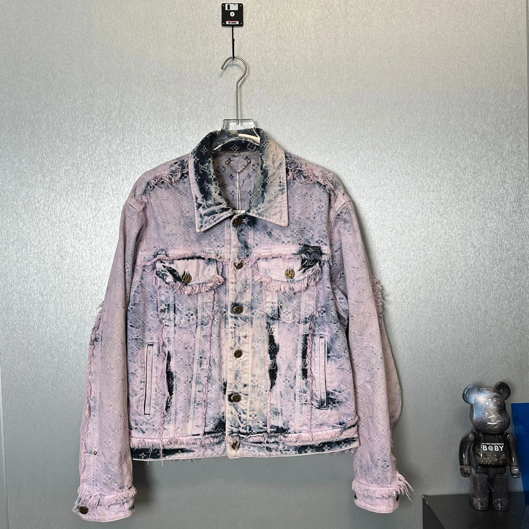 99新/路易威登LV满印流苏紫色牛仔外套50码241126