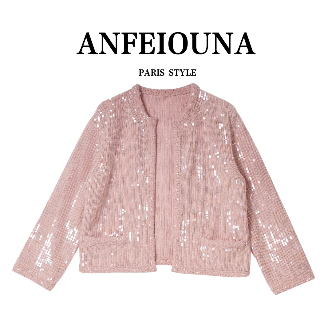 2025新款气质高级感亮片小香风外套女短款开衫上衣7262