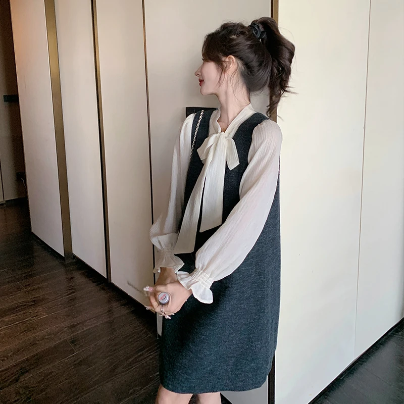 高级感休闲显瘦气质小个子套装裙女春秋新款温柔法式两件套连衣裙