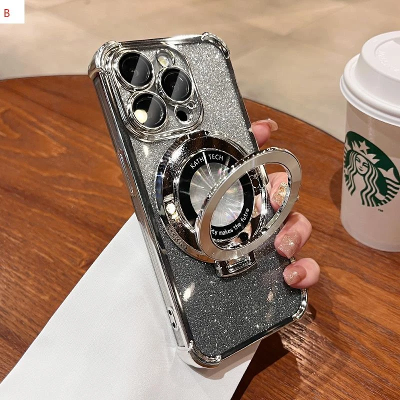 钛原色苹果15promax手机壳磁吸支架iphone15新款透明高级感14pro