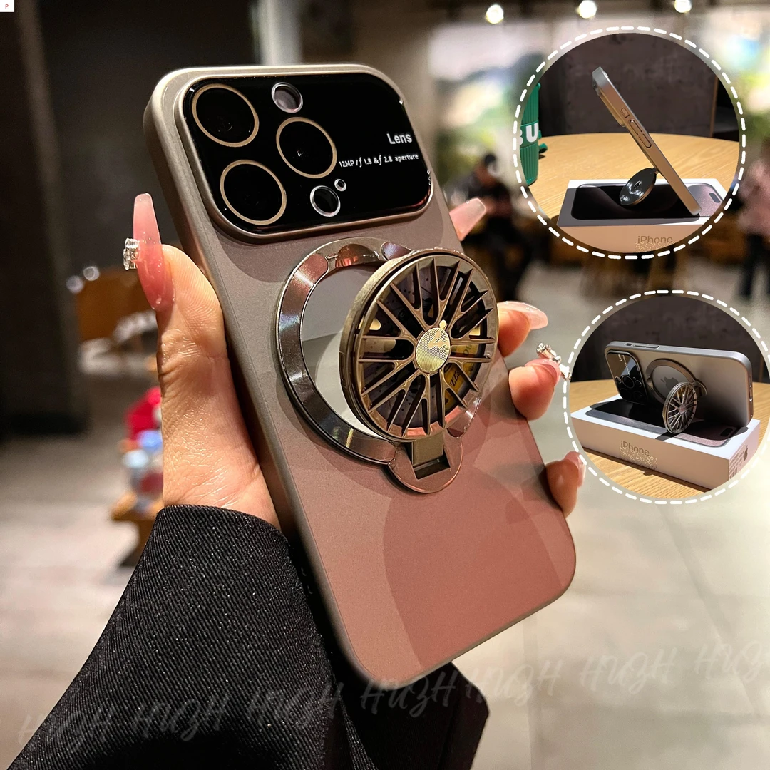解压旋转陀螺支架大视窗苹果15手机壳黑色iPhone15promax新款14高