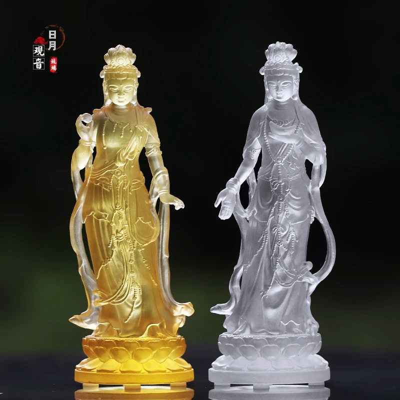 古法琉璃日月光像摆件居家客厅桌面摆放观世音药师坛城