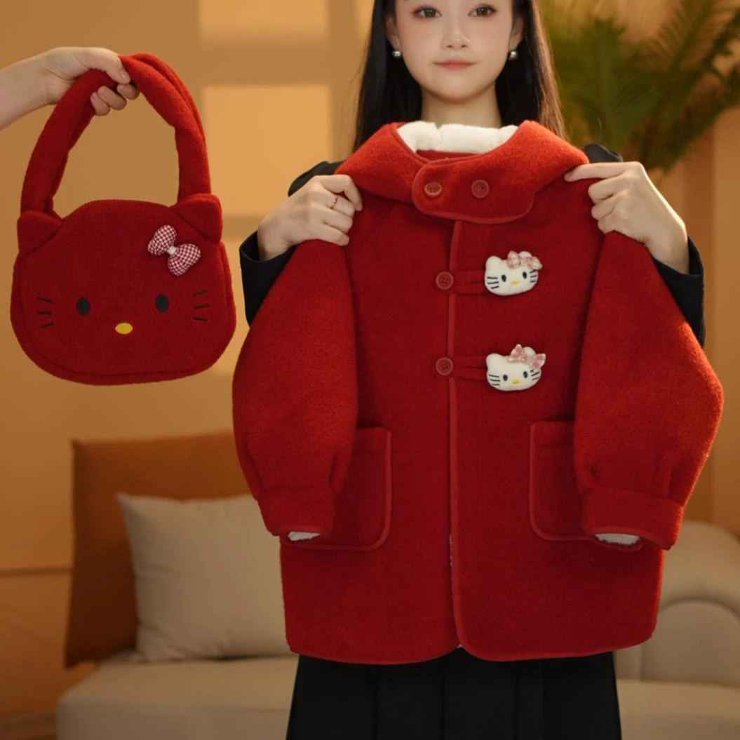 女童2025秋冬Kity猫女中大童冬装气质棉服外套DWT00590