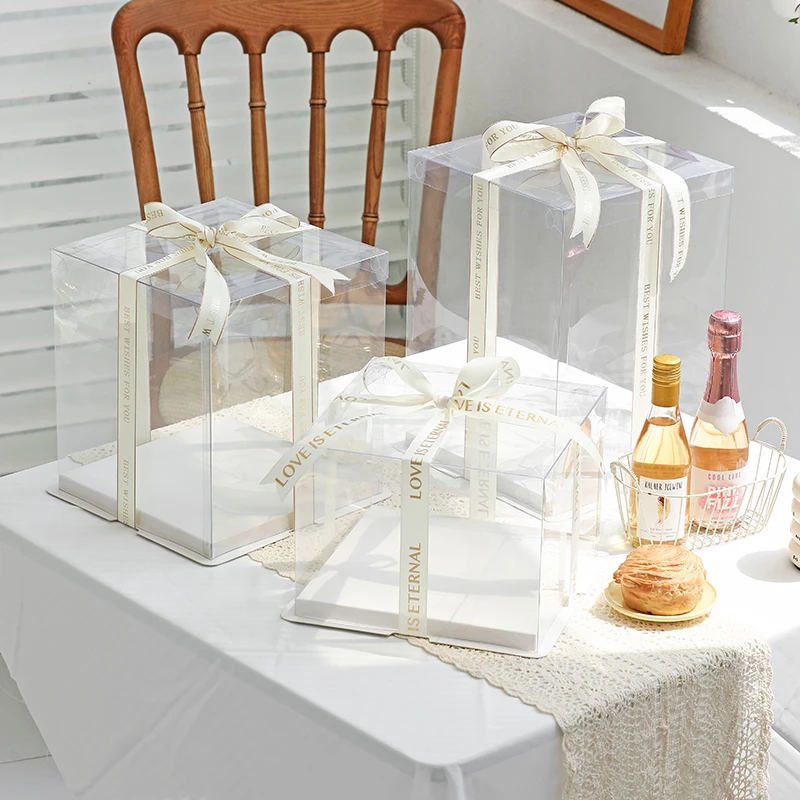 生日蛋糕盒全透明4寸6寸8寸10寸12寸单层双层加高包装盒积木包装