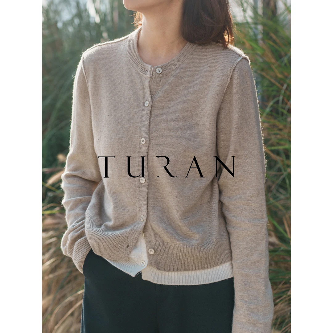 双城记羊毛羊绒混纺假两件针织开衫时尚百搭简约气质TRTG0845