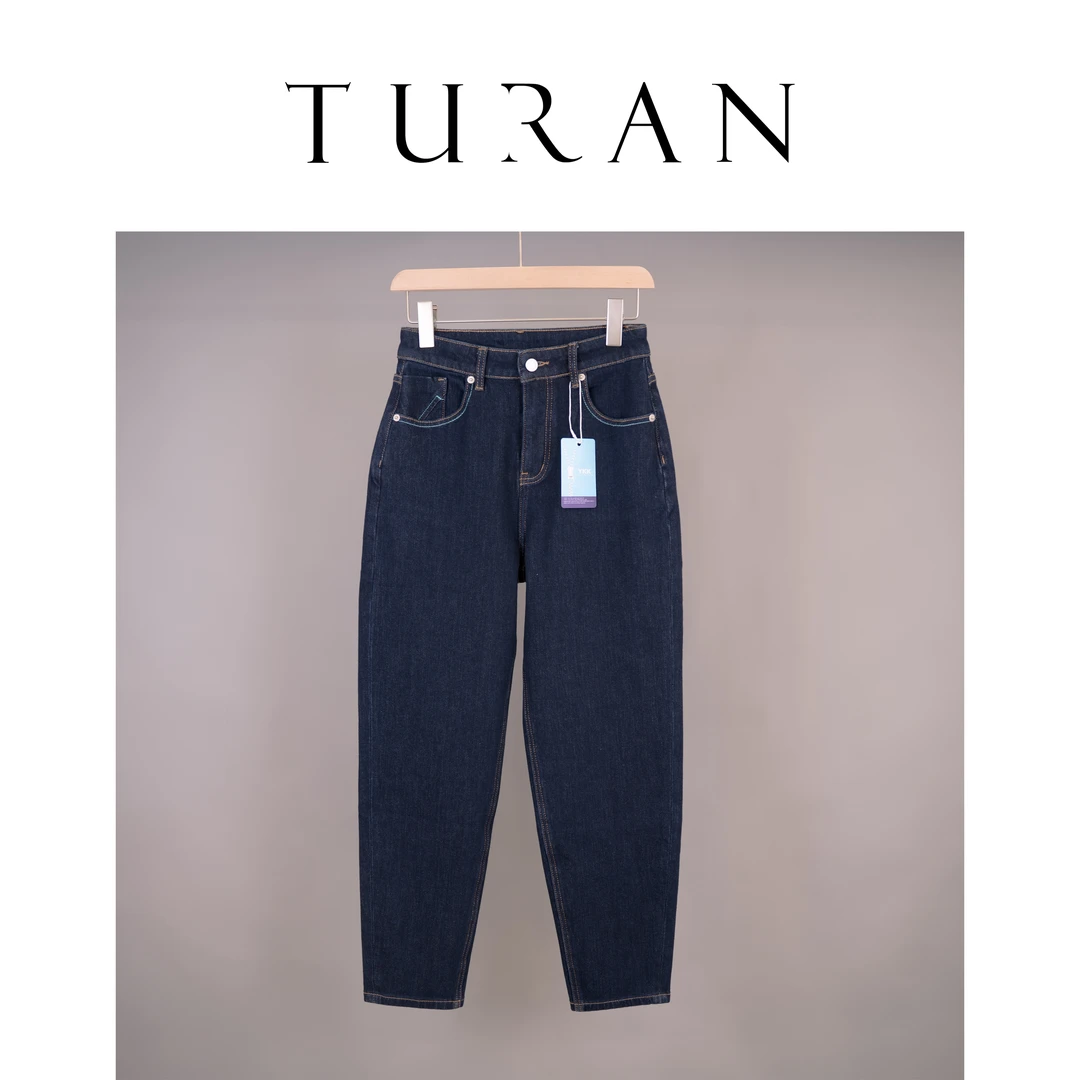 洋溢秋冬加绒撞色牛仔裤时尚休闲百搭设计师长裤显瘦简约TRZY0237