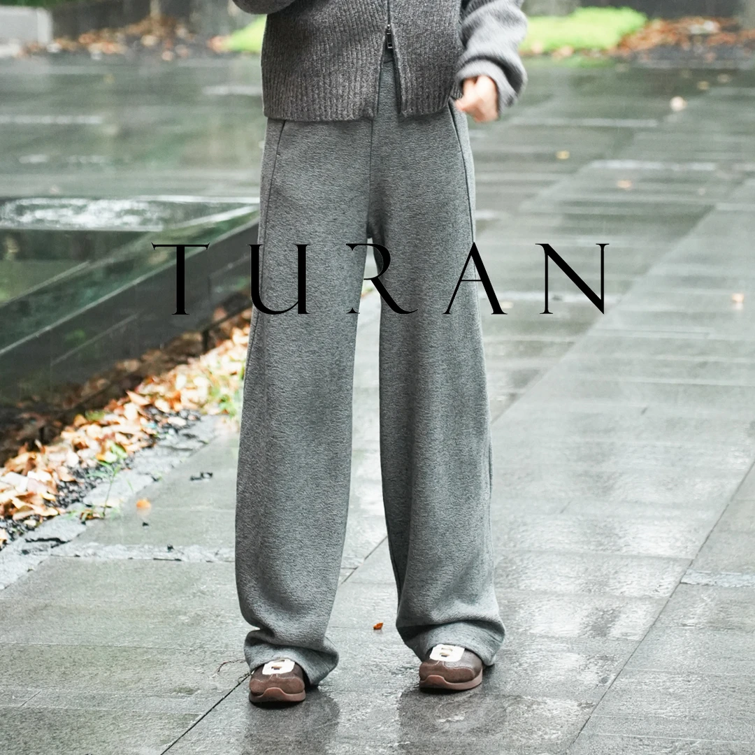 山本裤针织双面异色羊毛混纺扭缝贝壳扣阔腿裤百搭气质TRZY0818