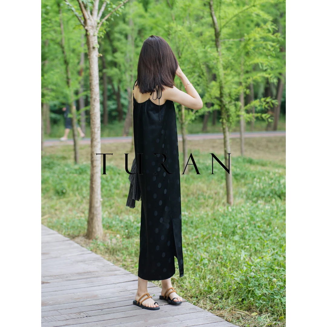 迦境重磅醋酸暗纹提花大波点两穿吊带裙时尚休闲宽松精致TRZY0681
