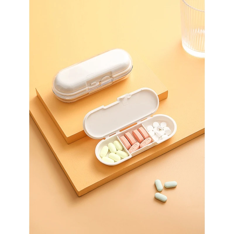 三格分装迷你随身药盒防潮密封便携式药片收纳盒首饰杂物整理小盒