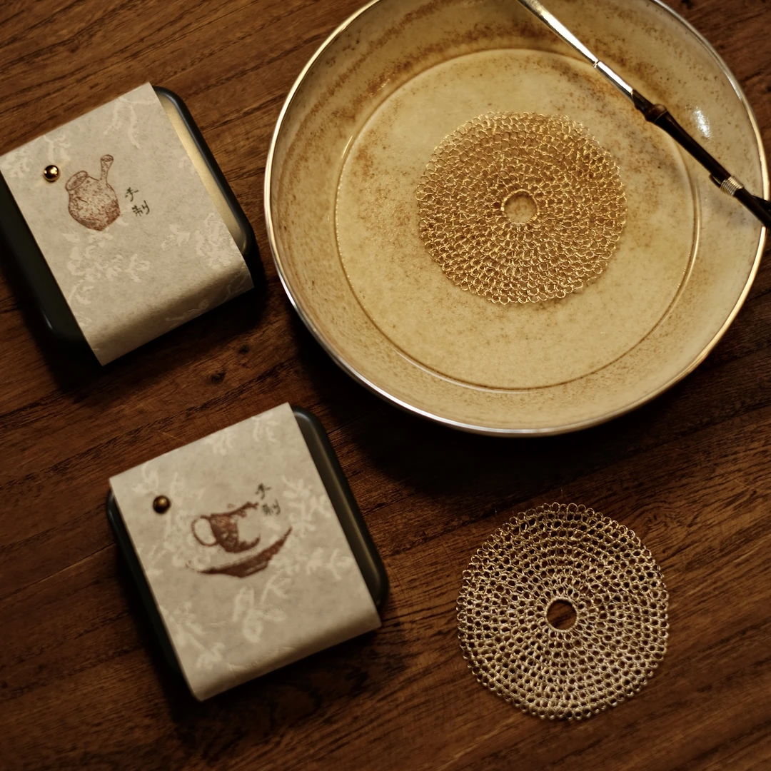 全手工编织金、银茶壶垫(适合70-100cc主泡壶)